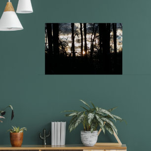 Poster Coucher de soleil en hiver dans la forêt