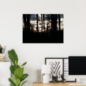 Poster Coucher de soleil en hiver dans la forêt (Bureau à domicile)