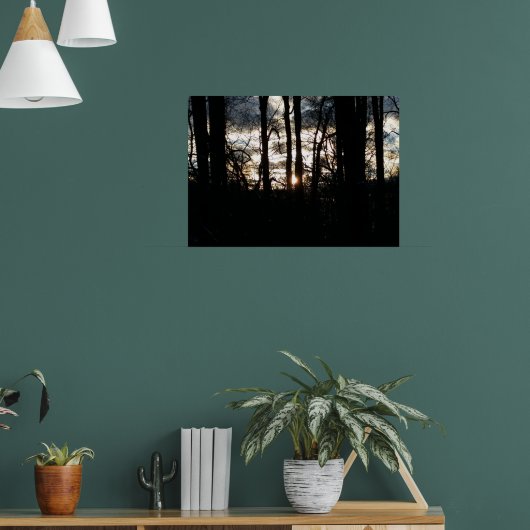 Poster Coucher de soleil en hiver dans la forêt (Salon 1)