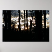 Poster Coucher de soleil en hiver dans la forêt (Devant)