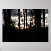 Poster Coucher de soleil en hiver dans la forêt (Devant)