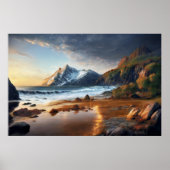 Poster Coucher de soleil en montagne (Devant)