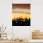 Poster Coucher de soleil en ville (Cuisine)