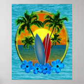 Poster Coucher De Soleil Et Planches De Surf (Devant)