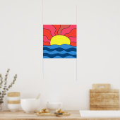 Poster Coucher de soleil et vagues (Cuisine)
