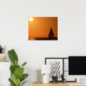 Poster Coucher de soleil et Yacht (Bureau à domicile)
