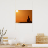 Poster Coucher de soleil et Yacht (Cuisine)