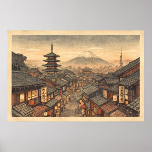 Poster Coucher de soleil éternel dans le vieux Kyoto