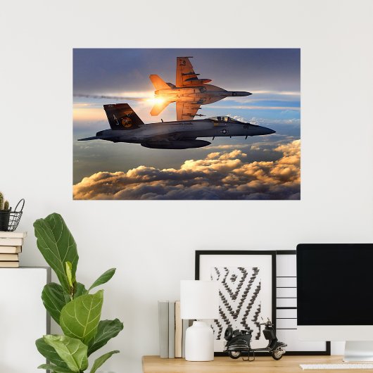 Poster Coucher de soleil F-18 (Bureau à domicile)