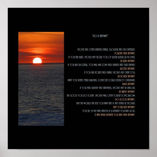 Poster Coucher de soleil "Faites-le quand même" (Devant)
