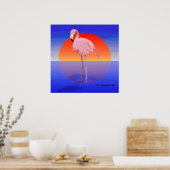 Poster Coucher de soleil Flamant rose (Cuisine)