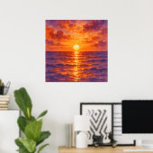 Poster Coucher de soleil flamboyant - Style de peinture à (Bureau à domicile)