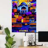 Poster Coucher de soleil géométrique d'Istanbul - Art urb (Bureau à domicile)