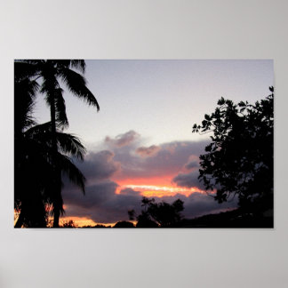 Poster Coucher de soleil hawaïen