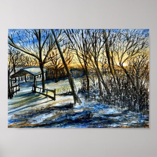 Poster Coucher de soleil hivernal du Wisconsin par Shira  (Devant)