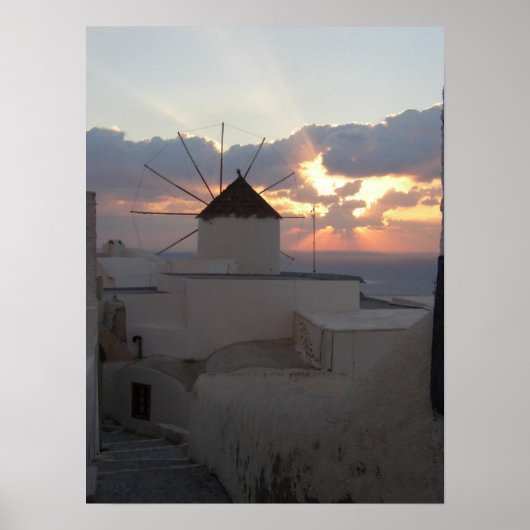 Poster Coucher de soleil Ia Santorin (Devant)