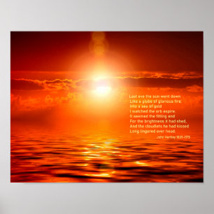 Poster Coucher de soleil inspirant Orange Ciel Doré Mer O