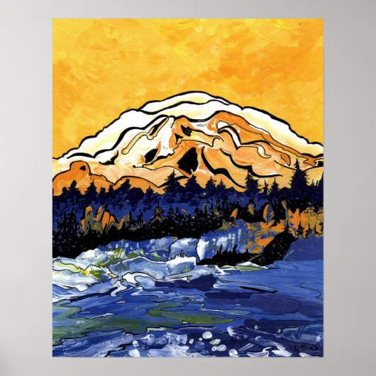 Poster Coucher de soleil jaune (Devant)