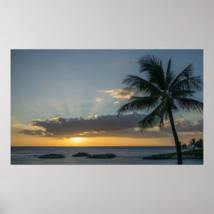 Poster Coucher de soleil magnifique sur la plage avec des