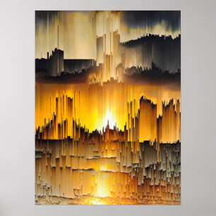 Poster Coucher de soleil numérique abstrait avec bogue