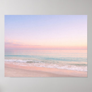 Poster Coucher de soleil océan doré sur l'horizon mer cal