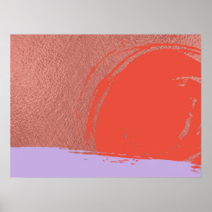 Poster Coucher de soleil océan pourpre Minimaliste Abstra