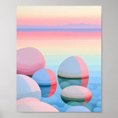Poster Coucher de soleil ombré pastel, reflets abstraits (Devant)
