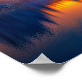 Poster Coucher de soleil orange au lac de forêt de Calm (Coin)