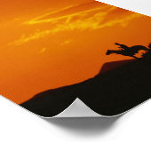 Poster Coucher de soleil orange avec silhouette Cowboy (Coin)