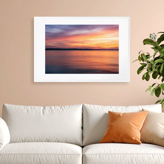 Poster Coucher De Soleil Orange Et Violet Sur Le Paysage 