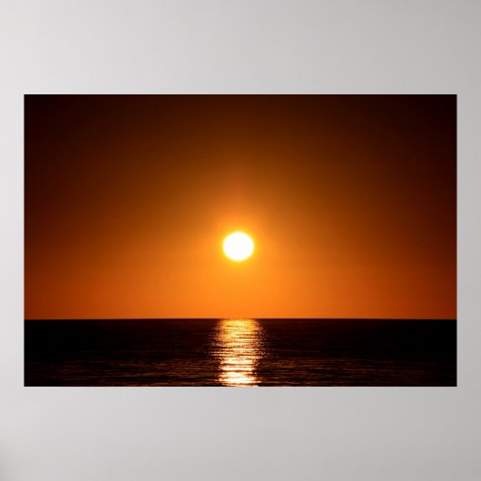 Poster Coucher de soleil orange foncé avec réflexion océa (Devant)