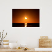 Poster Coucher de soleil orange foncé avec réflexion océa (Cuisine)