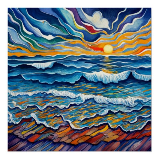 Poster Coucher de soleil paisible (Devant)