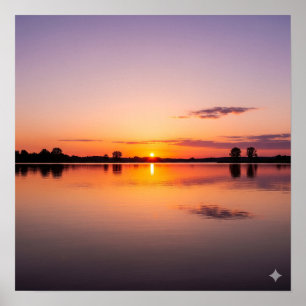 Poster Coucher de soleil paisible sur le lac