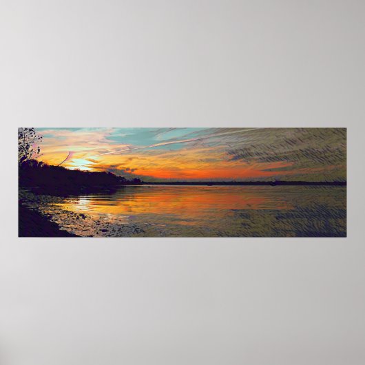 Poster Coucher de soleil peint (Devant)