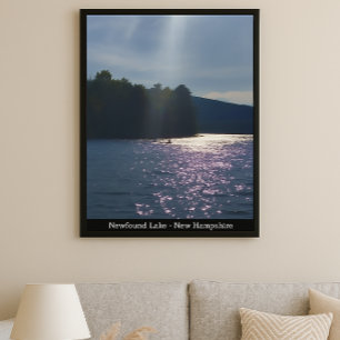 Poster Coucher de soleil peint : Kayak au lac Newfound