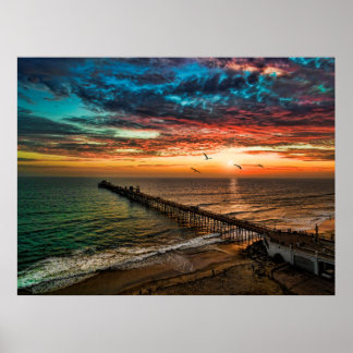 Poster Coucher de soleil près de Oceanside Pier