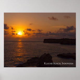 Poster Coucher de soleil Rayons de soleil Ciel Océan Roch
