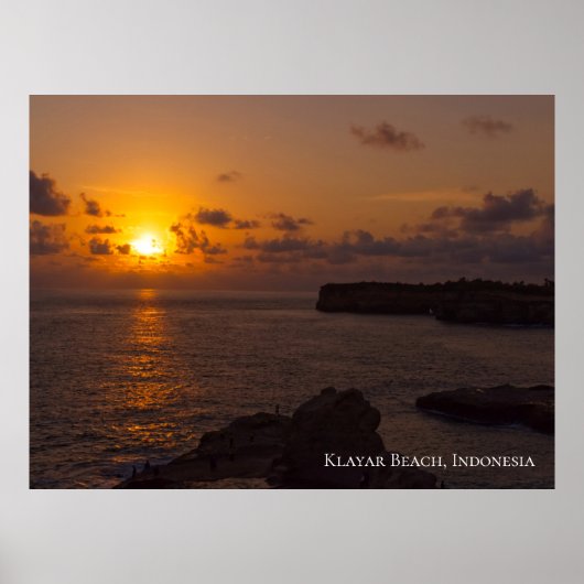 Poster Coucher de soleil Rayons de soleil Ciel Océan Roch (Devant)
