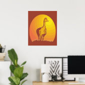Poster Coucher de soleil Rétro Llama (Bureau à domicile)