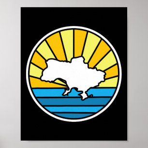 Poster Coucher de soleil rétro Ukraine 70s Design vitrail