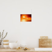 Poster Coucher de soleil romantique des coeurs (Cuisine)