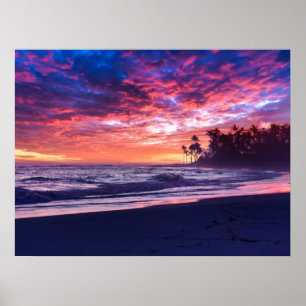 Poster Coucher de soleil rose bleu photo 178