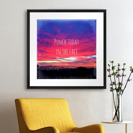 Poster Coucher de soleil rose chaud aujourd'hui dans le v
