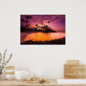 Poster Coucher De Soleil Rose De Hawaii Beach (Cuisine)