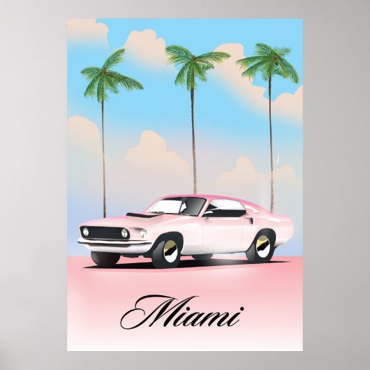 Poster Coucher de soleil rose de Miami (Devant)
