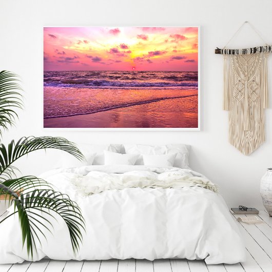 Poster Coucher De Soleil Rose Dramatique Sur L'Océan À Na