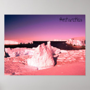 Poster Coucher de soleil rose vif dans les glaciers photo