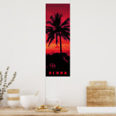 Poster Coucher de soleil rouge Aloha Hawaii Palmiers Trop (Cuisine)