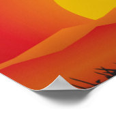 Poster Coucher De Soleil Rouge Briliant Sous Le Bonsai Tr (Coin)